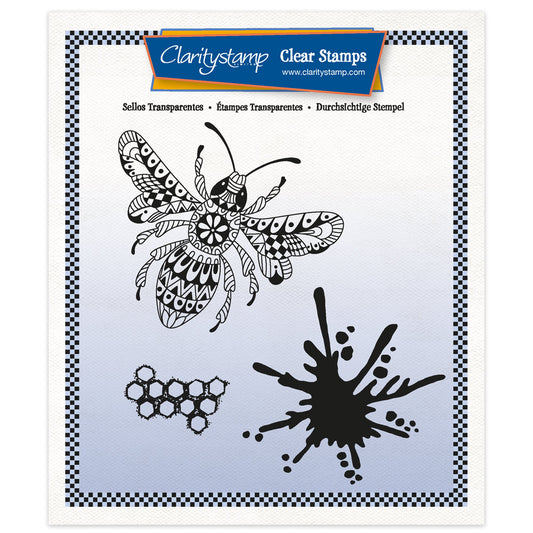 CLEARANCE A Funky Bee A5 Square Stamp & Mask Set