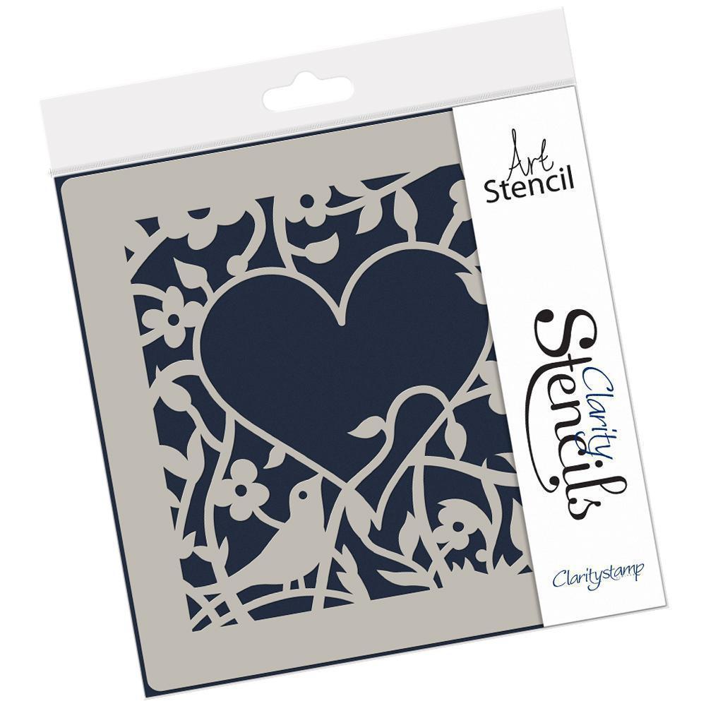 Bird Heart Sprig 7" x 7" Stencil