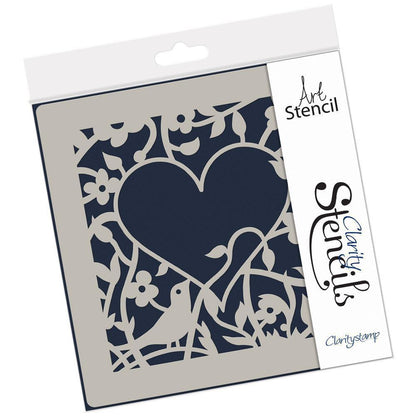 Bird Heart Sprig 7" x 7" Stencil