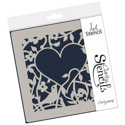 Bird Heart Sprig 7" x 7" Stencil