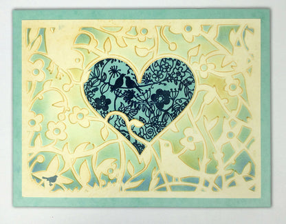 Heart Bird A5 Stencil