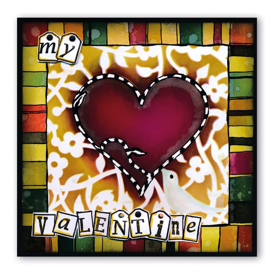 Bird Heart Sprig 7" x 7" Stencil