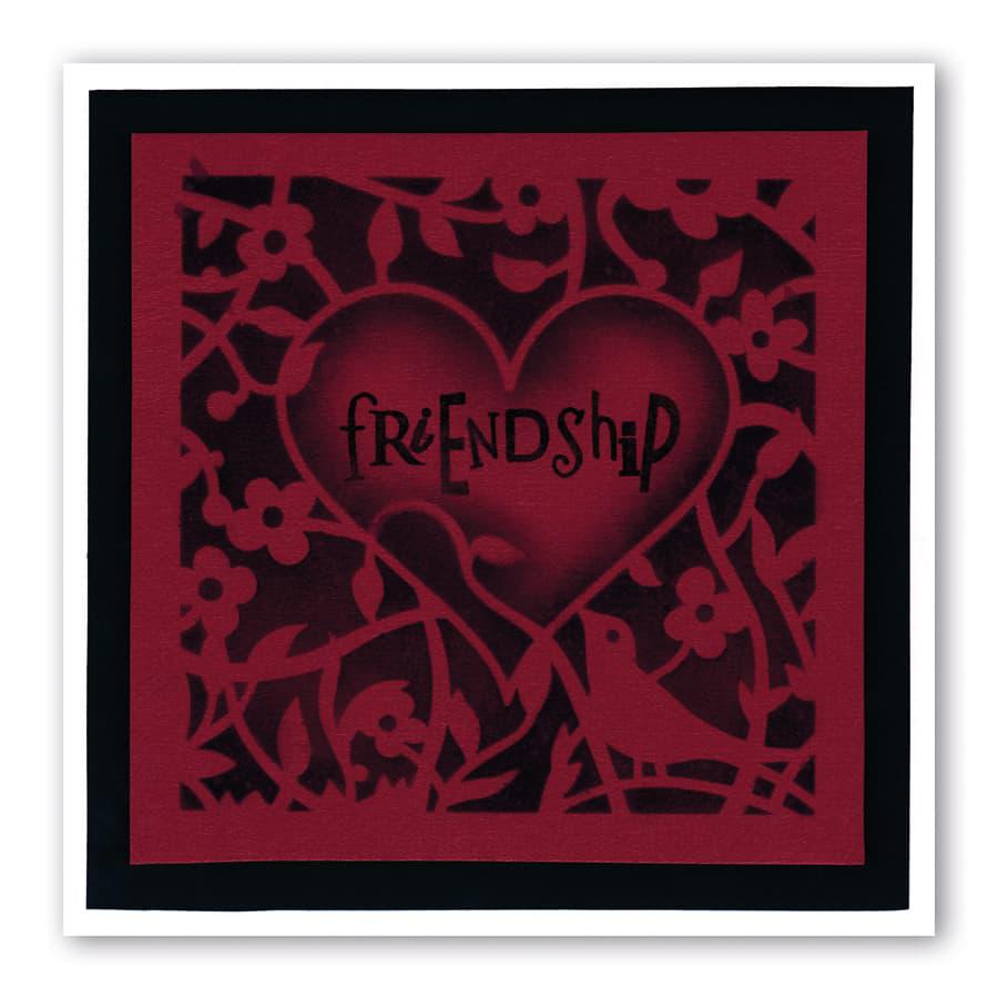 Bird Heart Sprig 7" x 7" Stencil