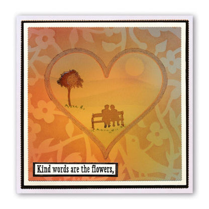 Bird Heart Sprig 7" x 7" Stencil