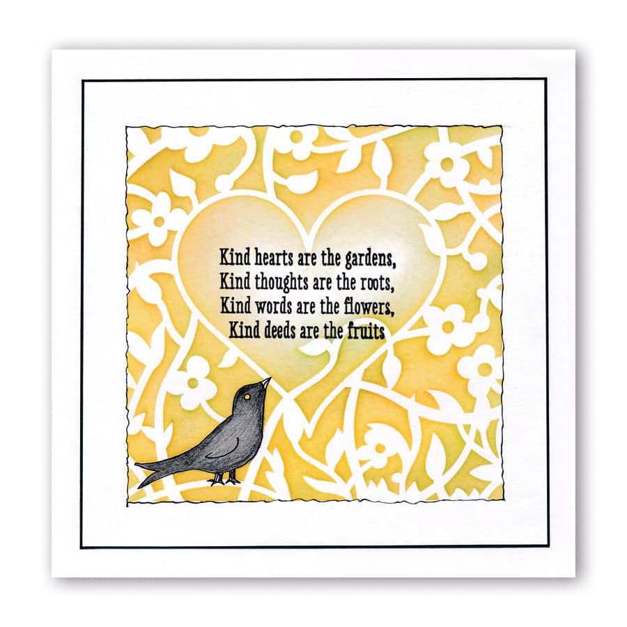 Bird Heart Sprig 7" x 7" Stencil