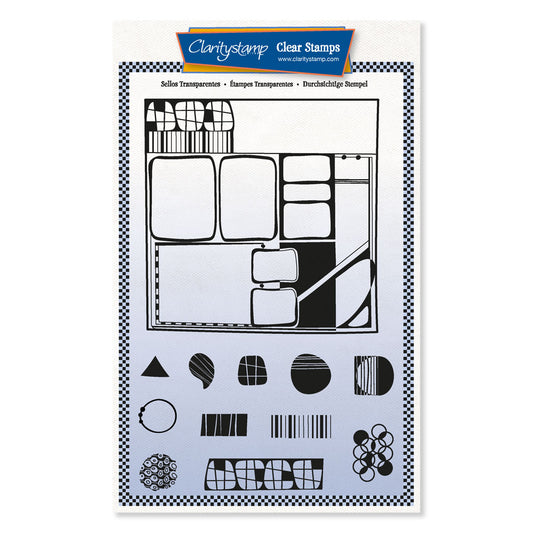 Blox Retro Layout Montage A5 Stamp & Mask Set