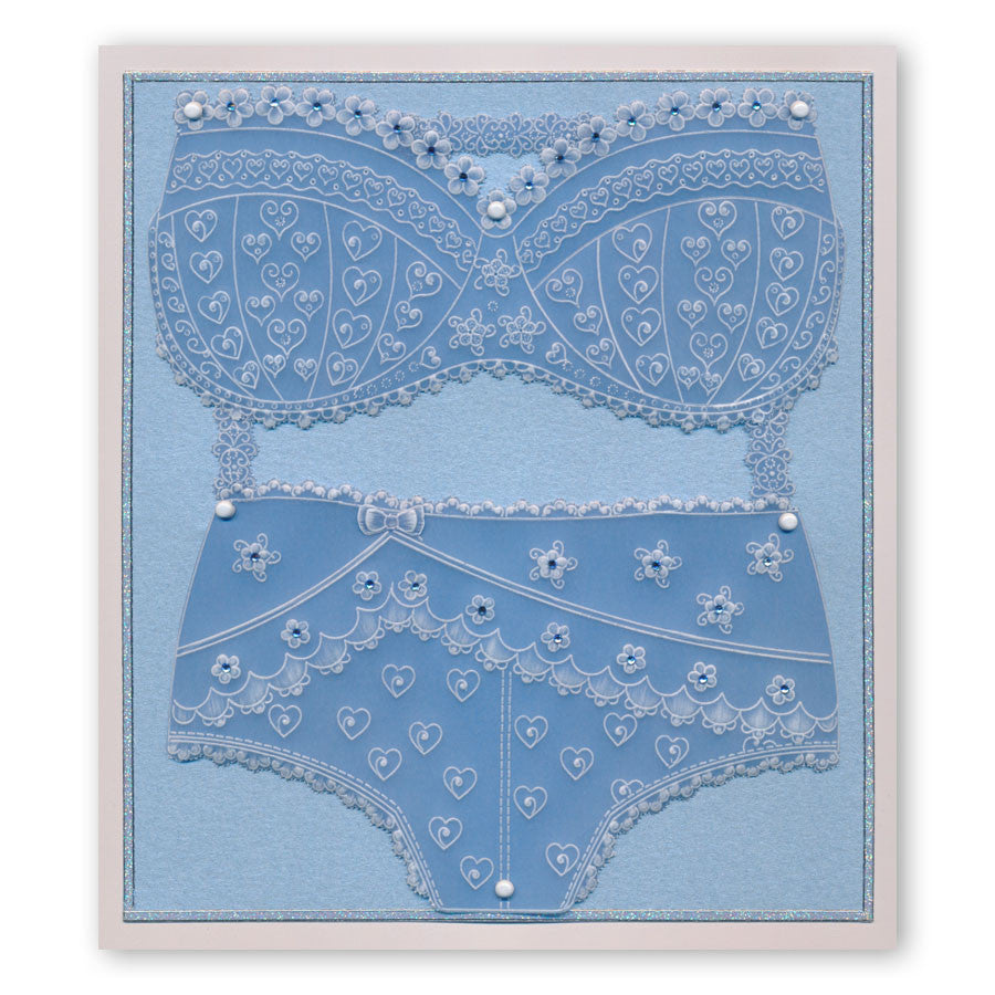 Oooh-La-La Knickers & Bra A4 Square Groovi Plate Set