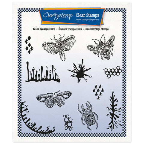 Cherry's Mini Funky Bugs A5 Square Stamp & Mask Set