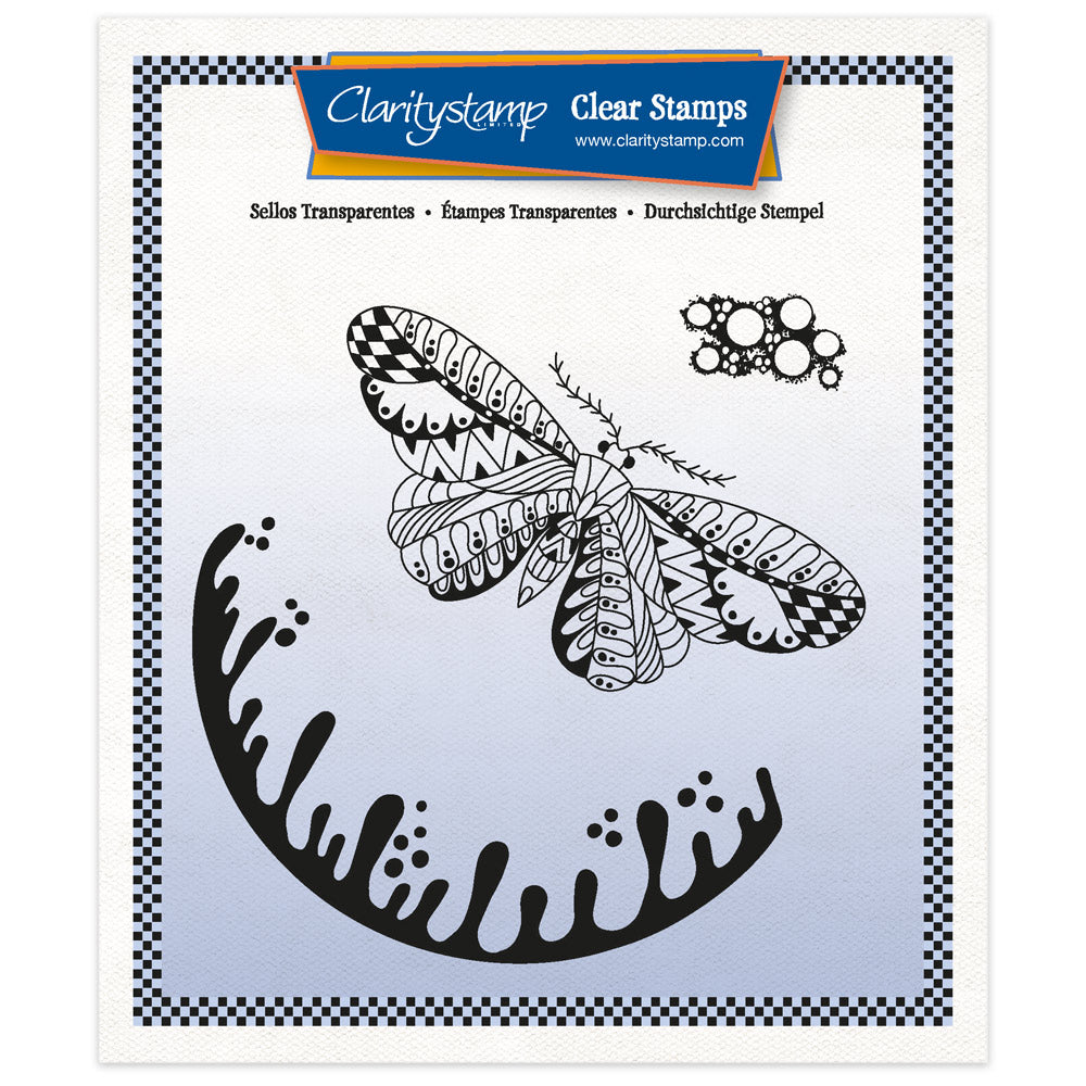 CLEARANCE A Funky Butterfly A5 Square Stamp & Mask Set