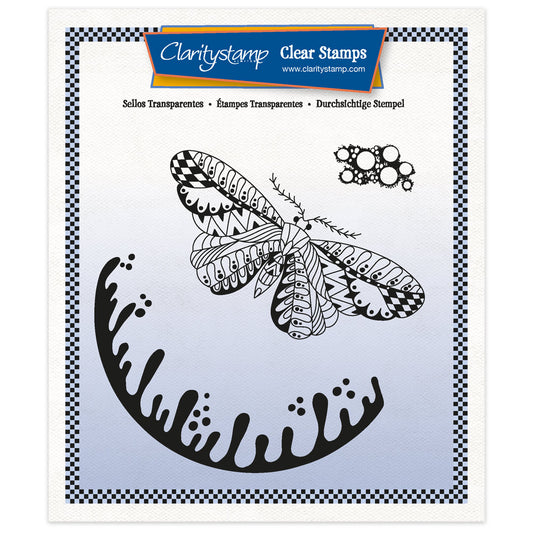 CLEARANCE A Funky Butterfly A5 Square Stamp & Mask Set
