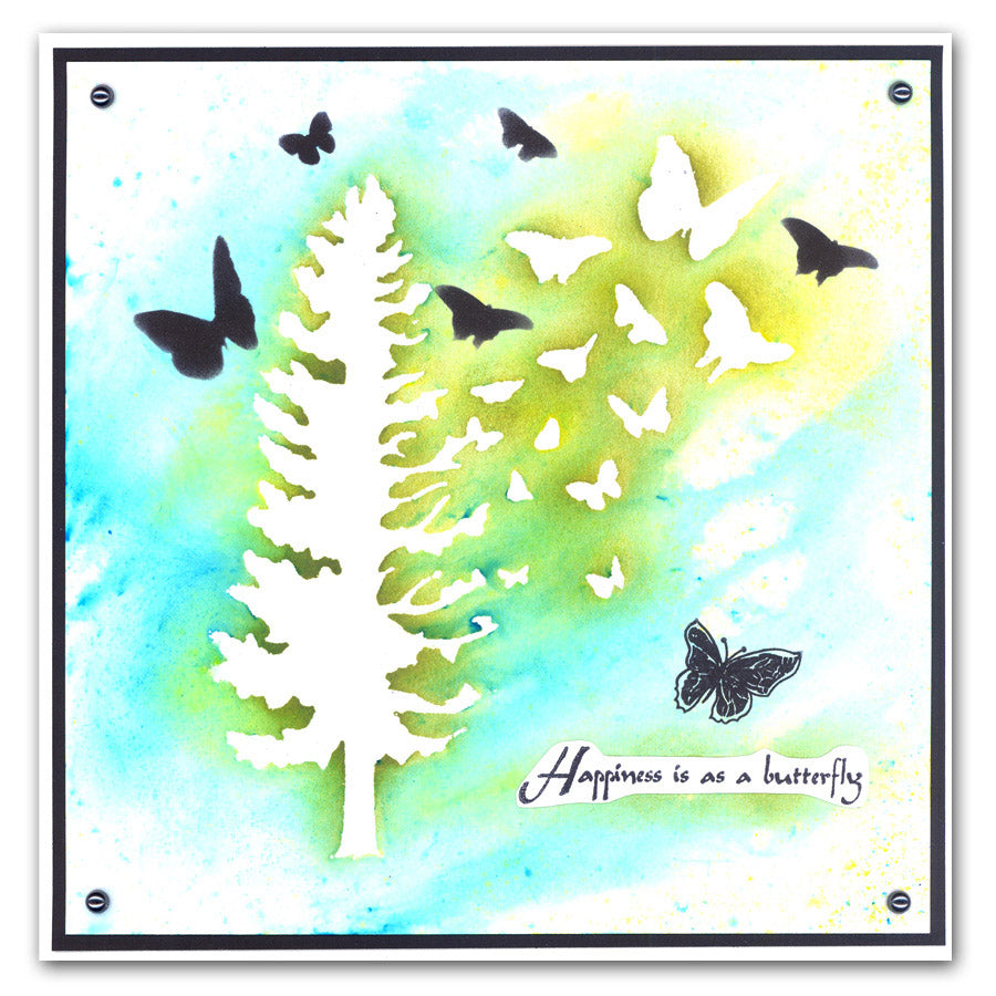 Butterfly Tree 7" x 7" Stencil
