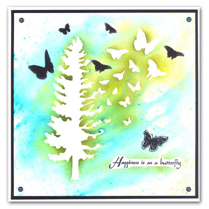 Butterfly Tree A5 Square Stamp & Stencil Duo