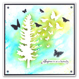 Butterfly Tree A5 Square Stamp & Stencil Duo