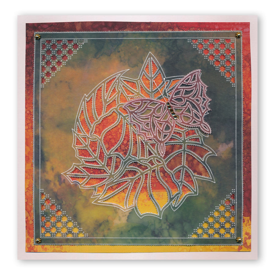 CLEARANCE Leafy Butterfly Round A5 Square Groovi Plate