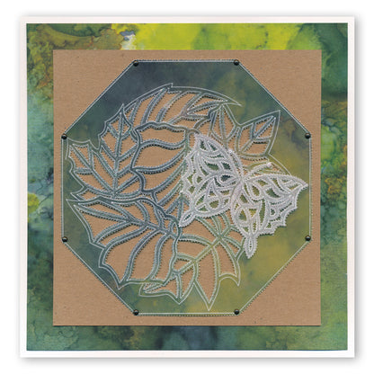 CLEARANCE Leafy Butterfly Round A5 Square Groovi Plate