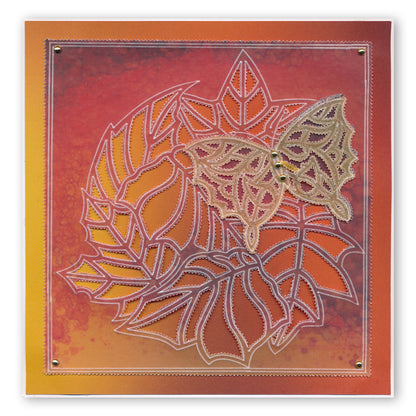 CLEARANCE Leafy Butterfly Round A5 Square Groovi Plate