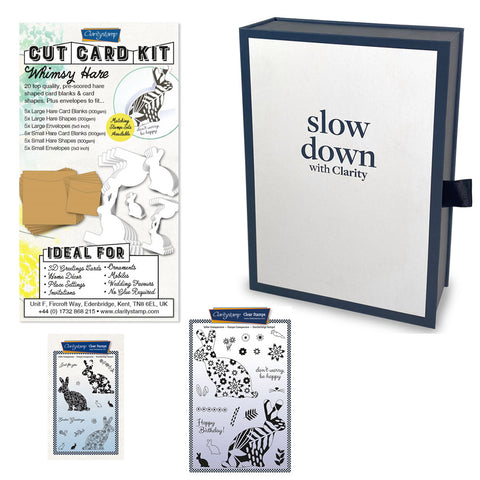 Slow Down with Clarity Cut Card Kit - Whimsy Hare Collection & Free Deluxe Book Box Storage