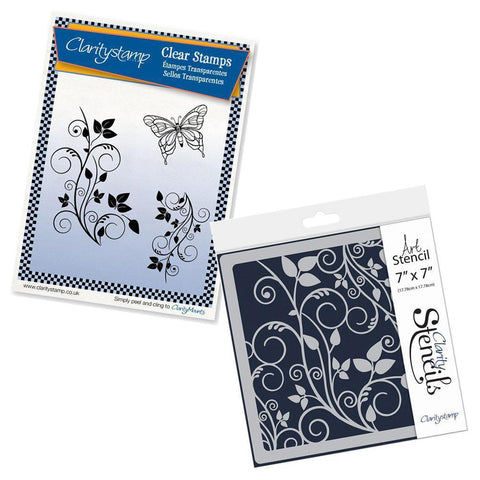 Leafy Swirls A5 Square Stamp & Stencil Collection