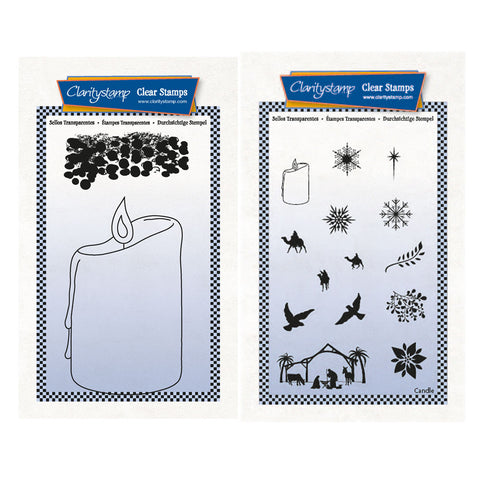 Candle Outline & Nativity Miniatures A6 Stamp & Mask Duo