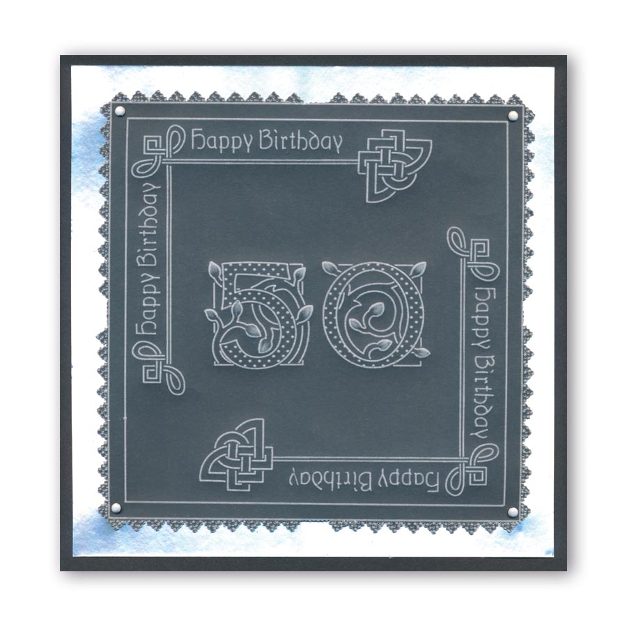 Large Celtic Illuminated Numbers A5 Square Groovi Plate