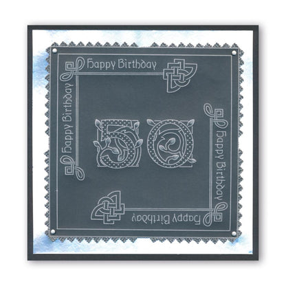 Large Celtic Illuminated Numbers A5 Square Groovi Plate