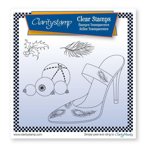 Cherry's Stiletto Shoe & Baubles A5 Square Stamp & Mask Set