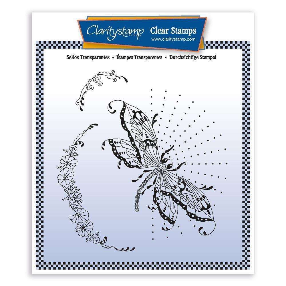 CLEARANCE Wild & Beautiful - Dragonfly & Flourish A5 Square Stamp Set