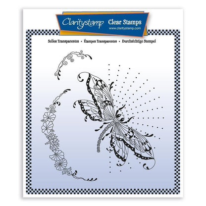 CLEARANCE Wild & Beautiful - Dragonfly & Flourish A5 Square Stamp Set