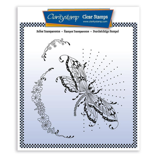 CLEARANCE Wild & Beautiful - Dragonfly & Flourish A5 Square Stamp Set