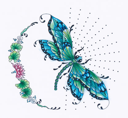 CLEARANCE Wild & Beautiful - Dragonfly & Flourish A5 Square Stamp Set