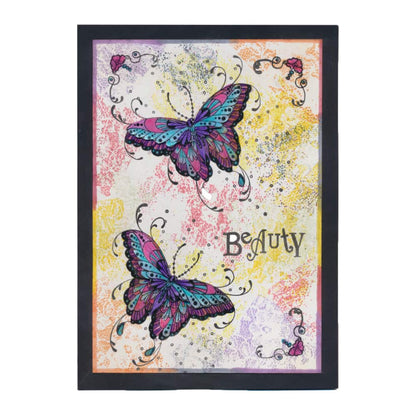 CLEARANCE Wild & Beautiful - Butterfly & Floral Flourish A5 Square Stamp Set