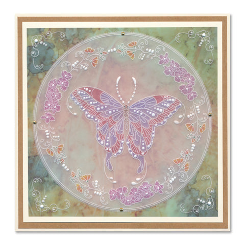 Cherry's Butterfly & Floral Flourish A5 Square Groovi Plate