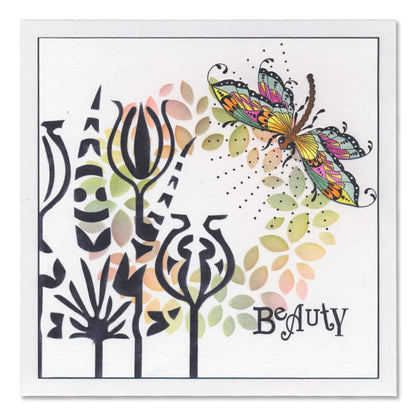 CLEARANCE Wild & Beautiful - Dragonfly & Flourish A5 Square Stamp Set