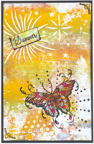 Cherry's Butterfly & Floral Flourish A5 Square Stamp Set
