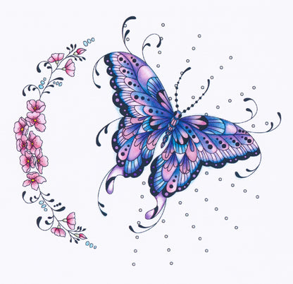 CLEARANCE Wild & Beautiful - Butterfly & Floral Flourish A5 Square Stamp Set