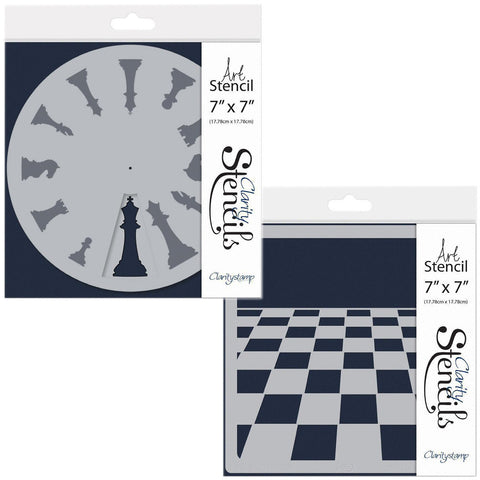 Wheelie Chess & Chessboard Stencils 7" x 7"