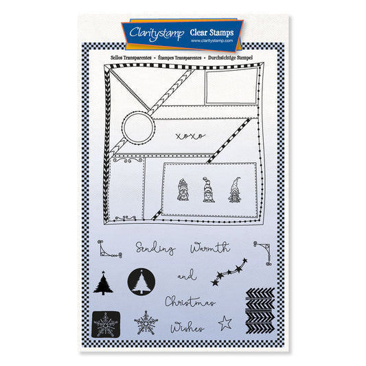 Christmas Doodle Layout Montage A5 Stamp & Mask Set