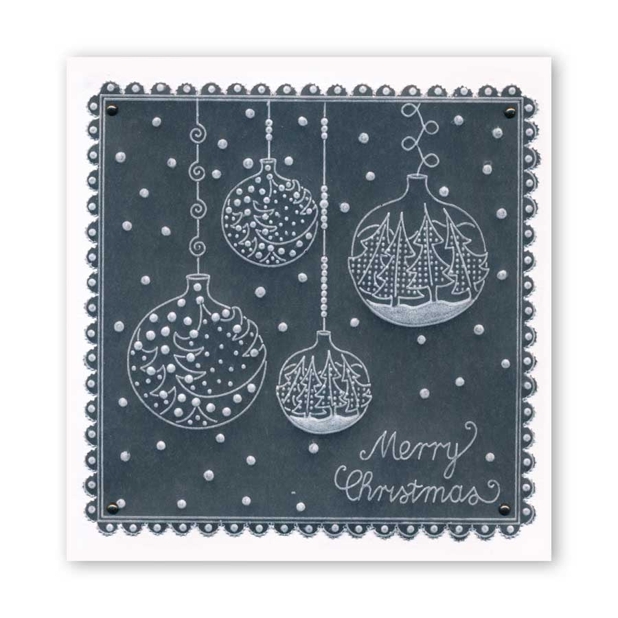 Christmas Baubles & Sentiments Collection A6 Square Groovi Plate Set + Spacer