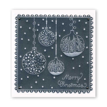 Christmas Baubles & Sentiments Collection A6 Square Groovi Plate Set + Spacer