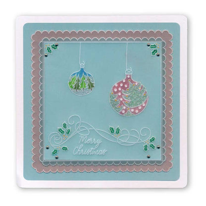 Christmas Baubles & Sentiments Collection A6 Square Groovi Plate Set + Spacer