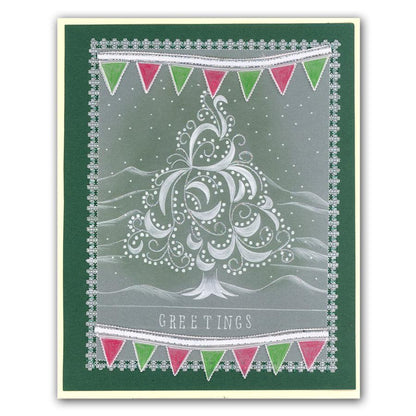 Christmas Tree & Heart Swirls A5 Square Groovi Plate Set