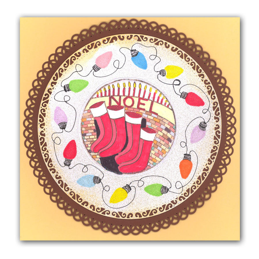 Fairy Lights Wreath 7" x 7" Stencil