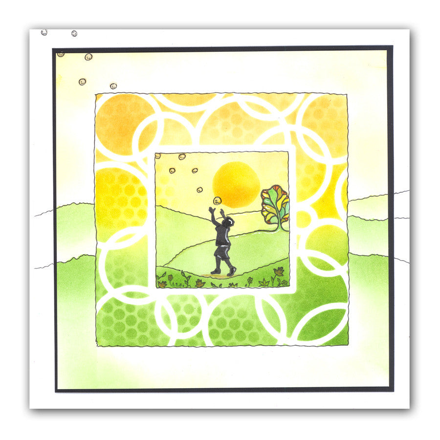 Circles Box Frame 7" x 7" Stencil