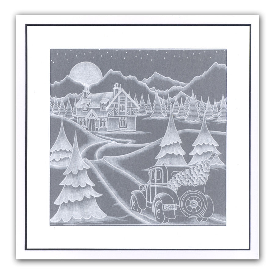 Country Cottage & Winter Landscape A5 Square Groovi Plate Set