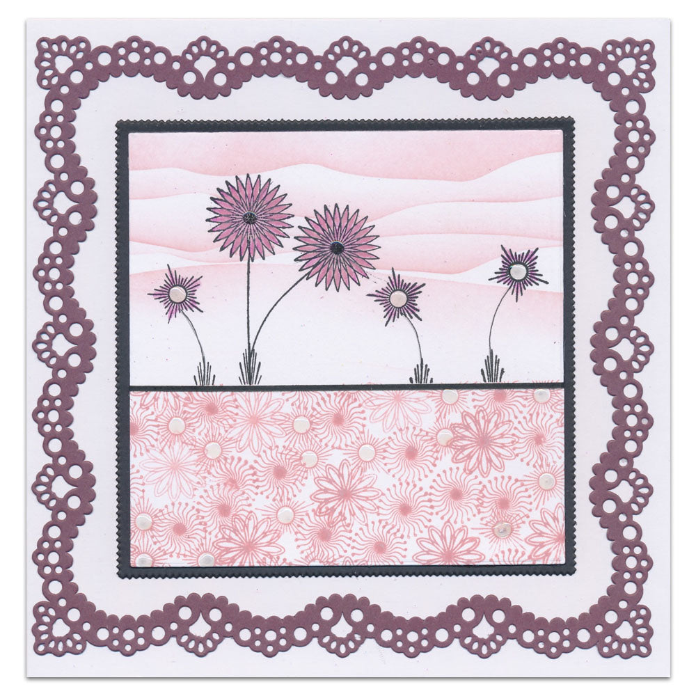 Kiss by Clarity - Build-a-Scene Doodle Flowers A6 Stamp Set