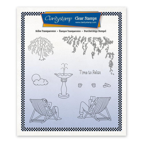 Linda's In the Garden - Deck Chairs A5 Square Stamp & Mask Set