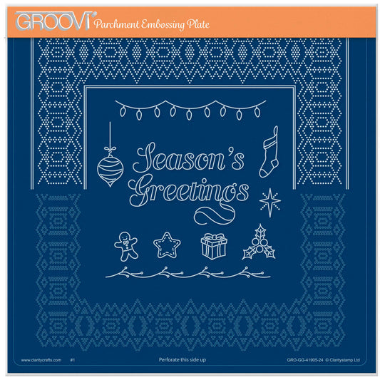 Josie's Season's Greetings Diagonal Ribbon Lace Duet A4 Square Groovi Piercing Grid