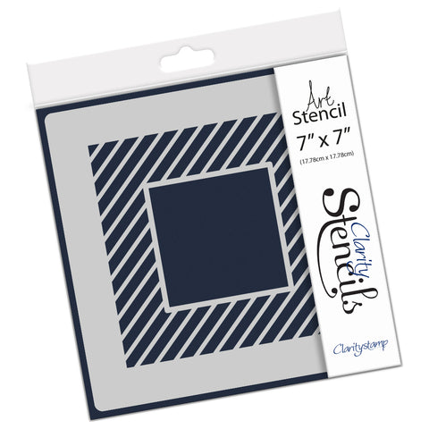 Diagonal Stripes Box Frame 7" x 7" Stencil