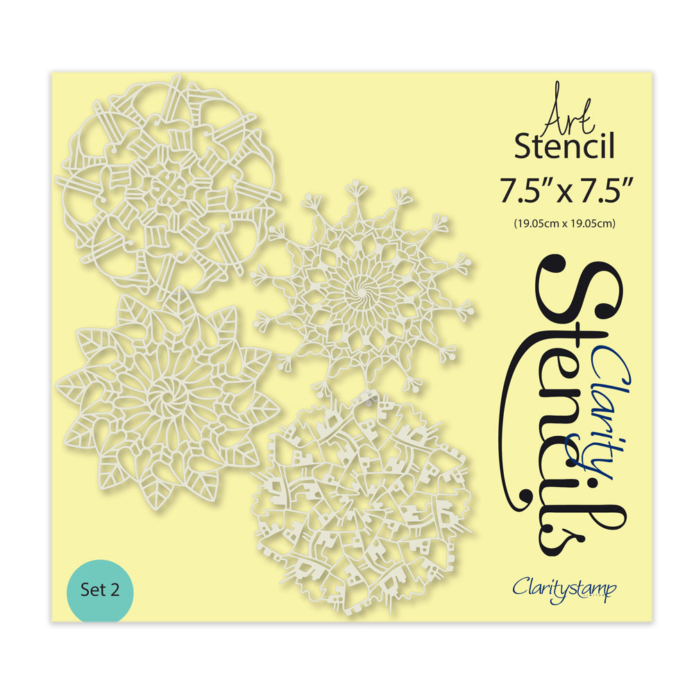 Barbara's Doily Doodle Rounds 2 7.5" x 7.5" Frameless Stencil Quartet