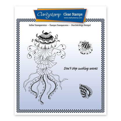 CLEARANCE Wild & Beautiful -  Under the Sea - Jellyfish A5 Square Stamp Set